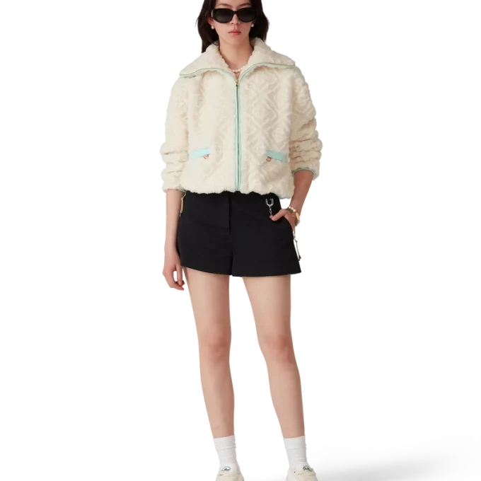 Jachetă din fleece cu monogramă Jacquard Jachetă din fleece cu monogramă Jacquard