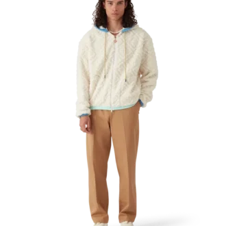 Jachetă din fleece cu monogramă Jacquard