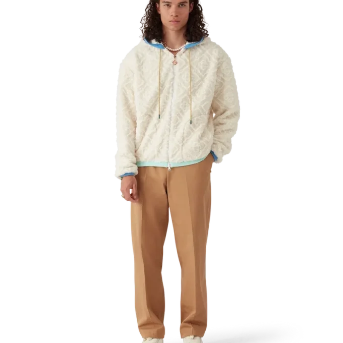 Jachetă din fleece cu monogramă Jacquard Jachetă din fleece cu monogramă Jacquard