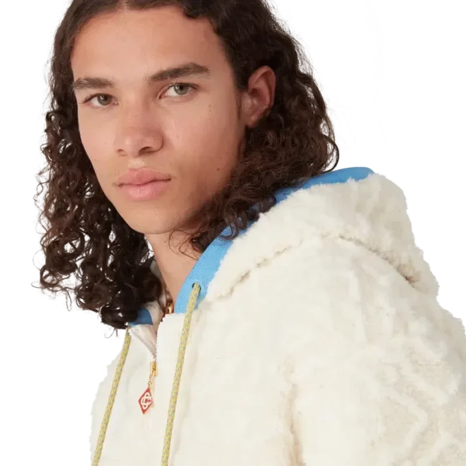 Jachetă din fleece cu monogramă Jacquard Jachetă din fleece cu monogramă Jacquard