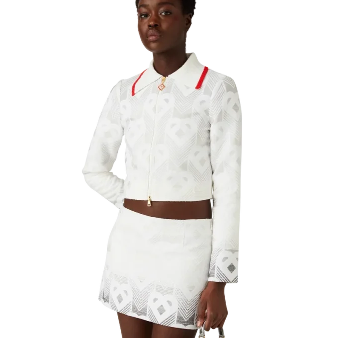 Jachetă din material de prosop cu monogramă în formă de inimă în degrade Jachetă din material de prosop cu monogramă în formă de inimă în degrade