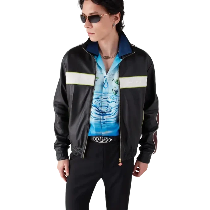 Jachetă din piele neagră