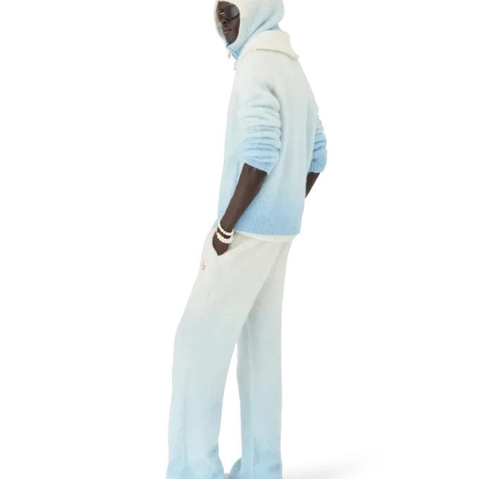 Jachetă pufoasă cu fermoar din mohair cu degrade Jachetă pufoasă cu fermoar din mohair cu degrade