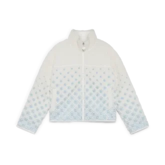 Jachetă scurtă din fleece cu monogramă brodată în degrade