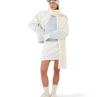 Jachetă scurtă din fleece cu monogramă brodată în degrade