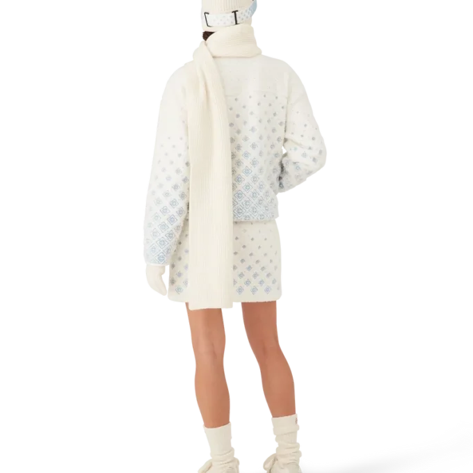 Jachetă scurtă din fleece cu monogramă brodată în degrade Jachetă scurtă din fleece cu monogramă brodată în degrade