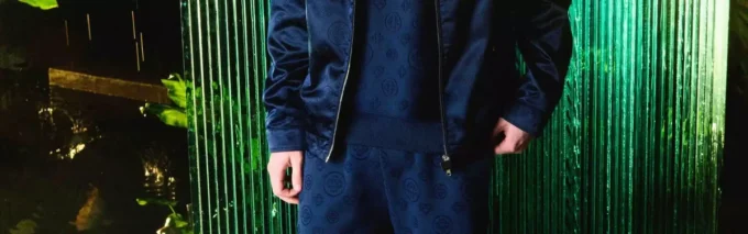 Cămășă cu mânecă scurtă Monogramă albastru închis