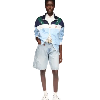 Jachetă sport din nailon cu dungi