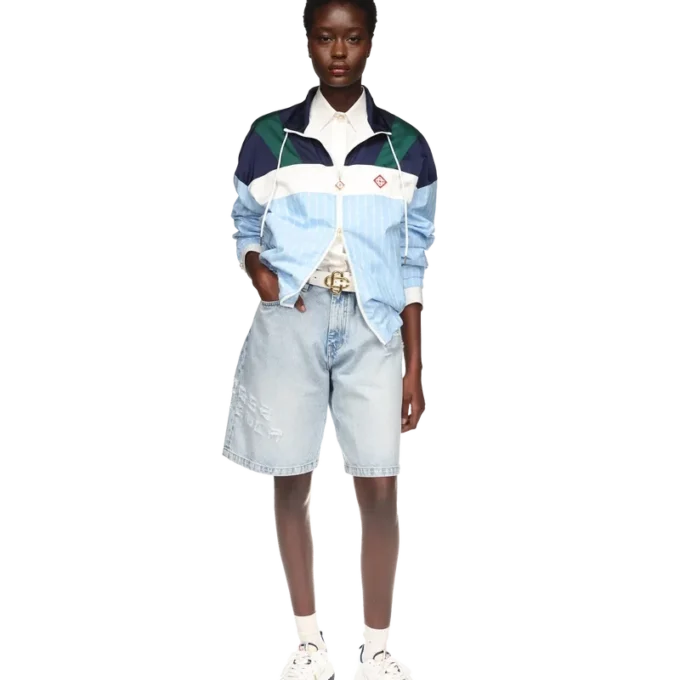 Jachetă sport din nailon cu dungi