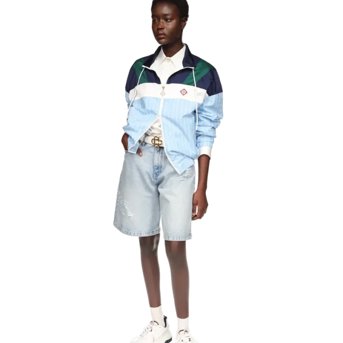 Jachetă sport din nailon cu dungi