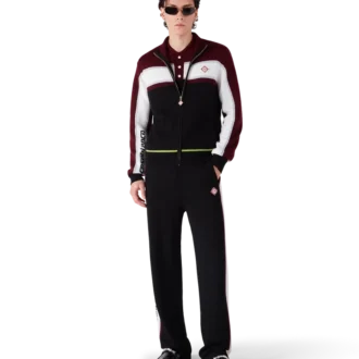 Jachetă sport din tricot merino cu dungi