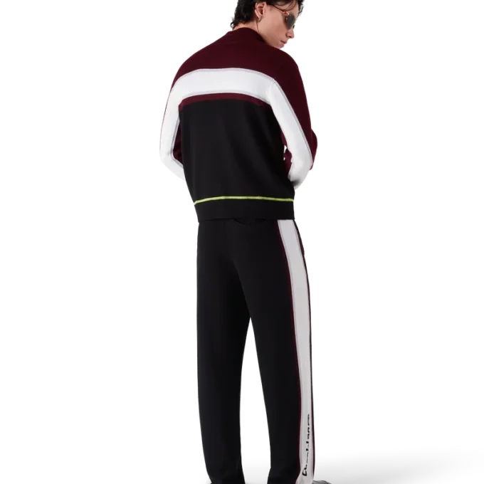 Jachetă sport din tricot merino cu dungi