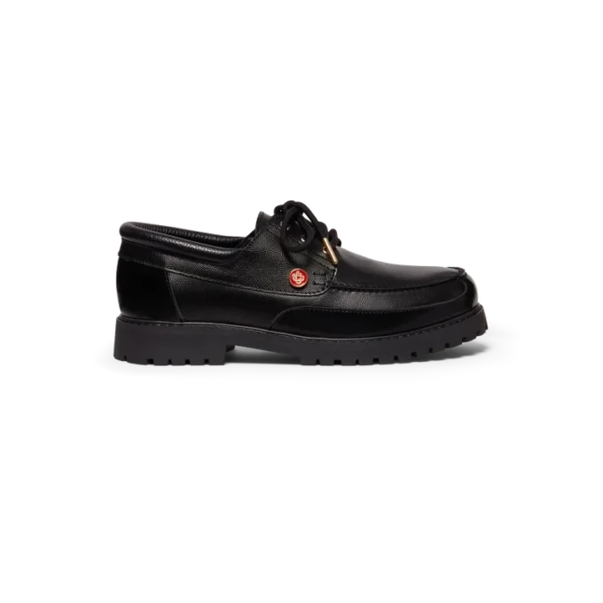 Încălțăminte de barcă din piele neagră pentru bărbați Încălțăminte de barcă din piele neagră pentru bărbați