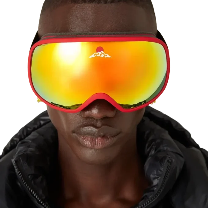 Ochelari de schi cu gradient roșu și portocaliu