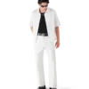 Pantaloni chino albi cu monogramă