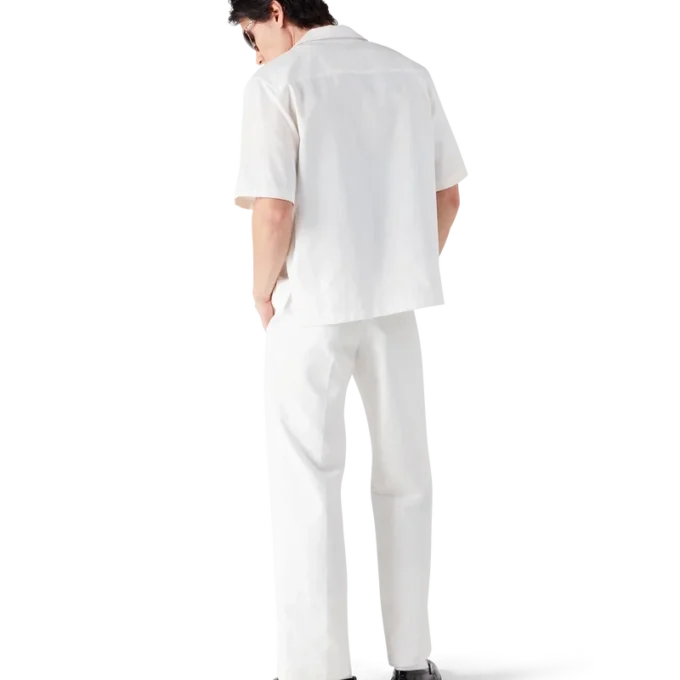 Pantaloni chino albi cu monogramă