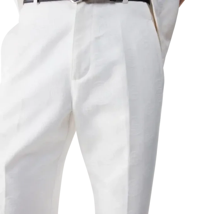 Pantaloni chino albi cu monogramă