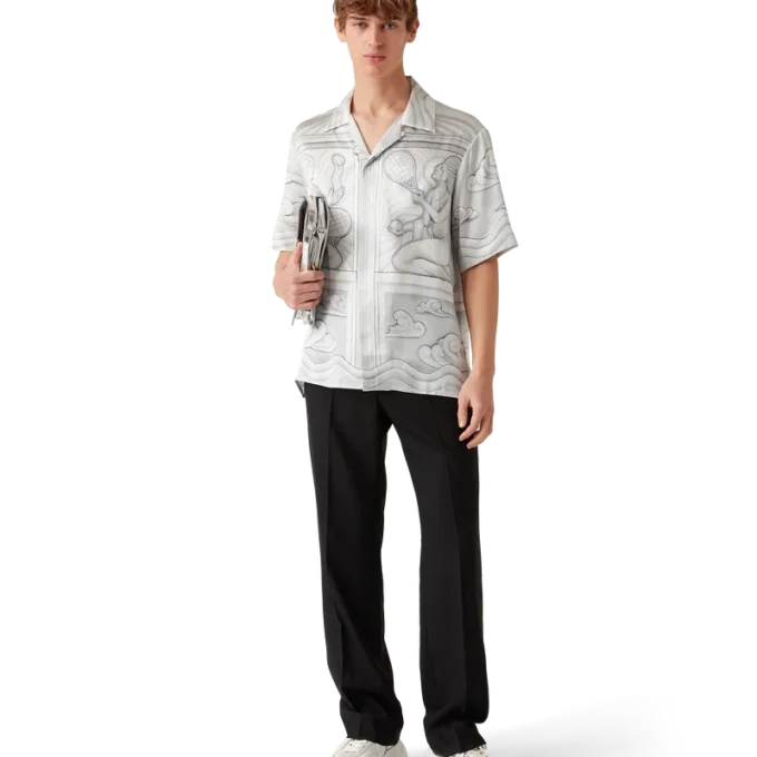 Cămășă din mătase cu mâneci scurte Sacred Stone