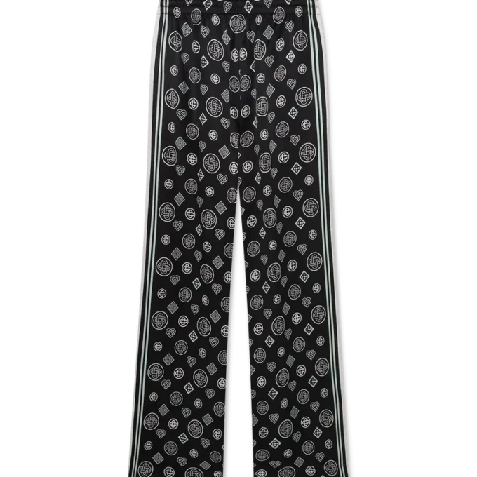 Pantaloni de pijama din satin de mătase cu monogramă