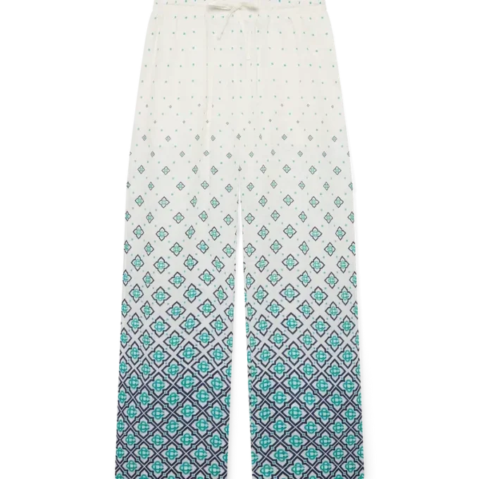 Pantaloni din in cu imprimeu Monogram Gradient