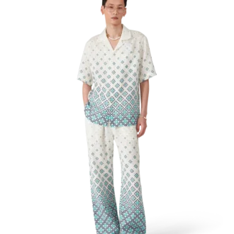 Pantaloni din in cu imprimeu Monogram Gradient Pantaloni din in cu imprimeu Monogram Gradient