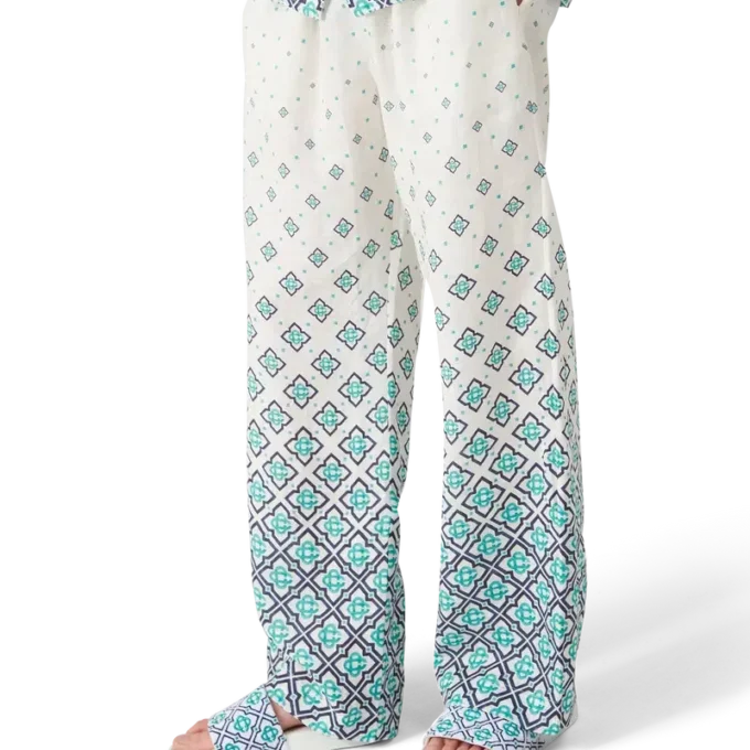 Pantaloni din in cu imprimeu Monogram Gradient