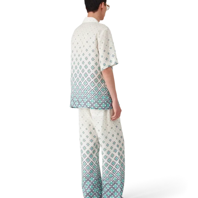 Pantaloni din in cu imprimeu Monogram Gradient