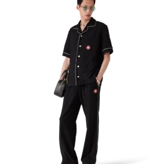Pantaloni din material jacquard cu monogramă