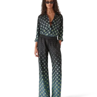 Pantaloni din mătase cu monogramă degradată