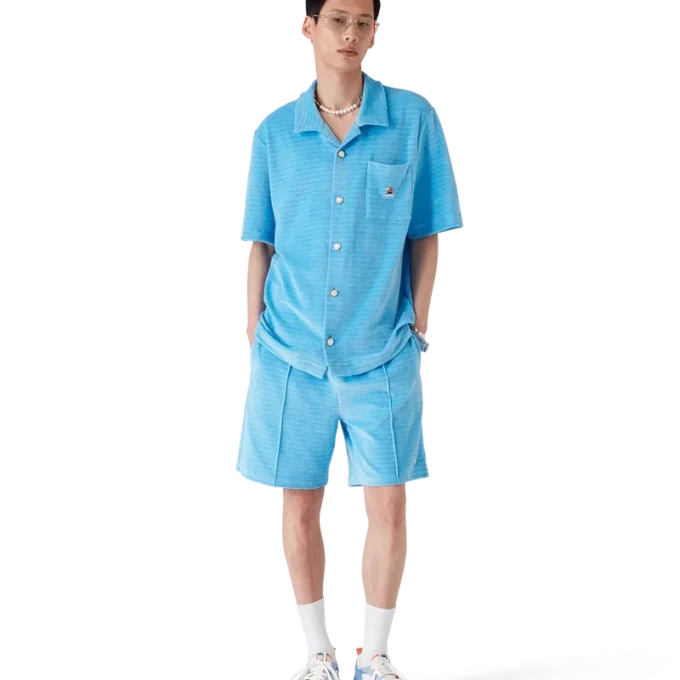 Pantaloni scurți cu dungi din velur