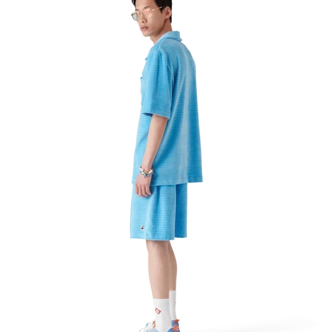 Pantaloni scurți cu dungi din velur