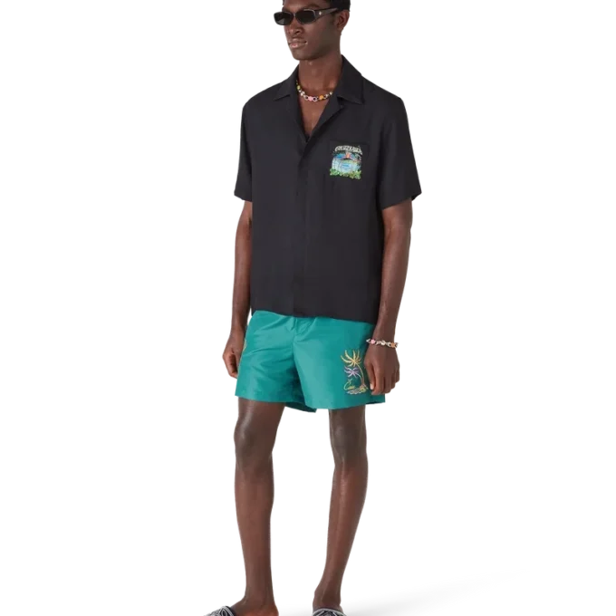 Pantaloni scurți de baie cu broderie Casa