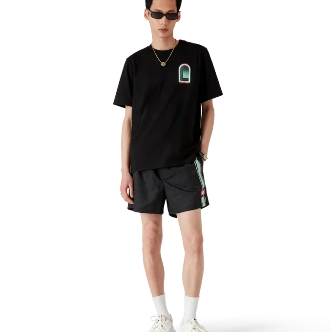 Pantaloni scurți de baie cu dungi jacquard monogram Pantaloni scurți de baie cu dungi jacquard monogram