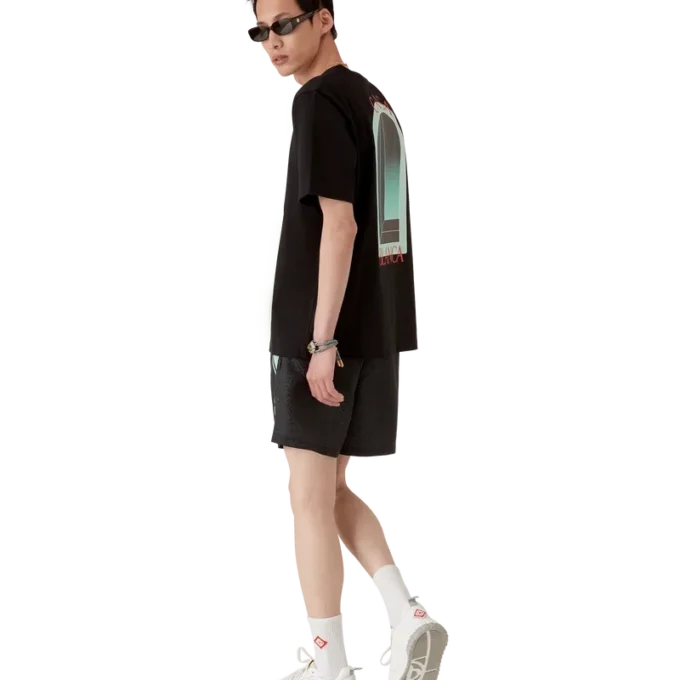 Pantaloni scurți de baie cu dungi jacquard monogram Pantaloni scurți de baie cu dungi jacquard monogram