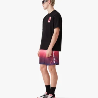 Pantaloni scurți de baie cu imprimeu degradé în nuanțe de vânătă