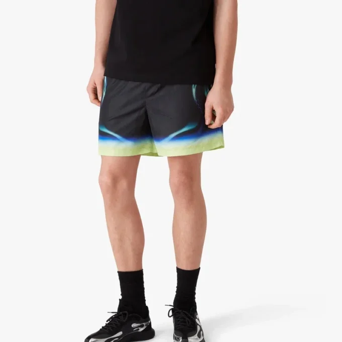 Pantaloni scurți de baie cu imprimeu Sporchid negru