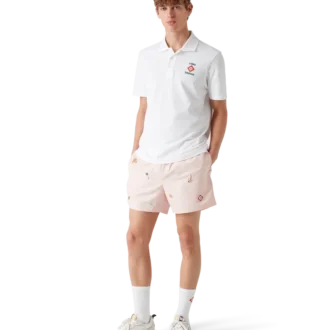 Pantaloni scurți de baie cu motiv brodat Pantaloni scurți de baie cu motiv brodat