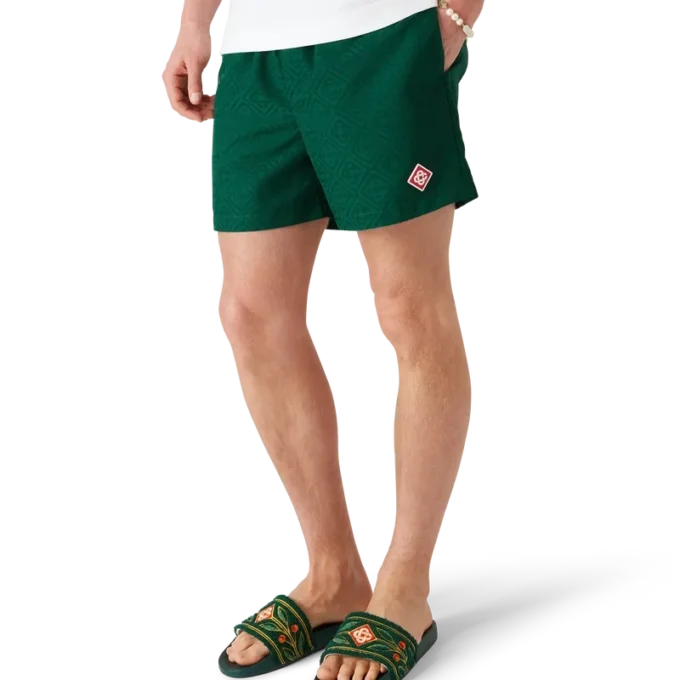 Pantaloni scurți de baie din jacquard cu monogramă Pantaloni scurți de baie din jacquard cu monogramă