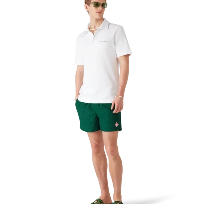 Pantaloni scurți de baie din jacquard cu monogramă Pantaloni scurți de baie din jacquard cu monogramă