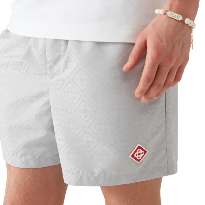 Pantaloni scurți de baie din jacquard cu monogramă Pantaloni scurți de baie din jacquard cu monogramă