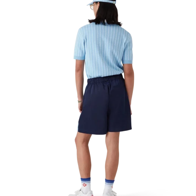 Pantaloni scurți de trening cu dungi subțiri și frunze de laur