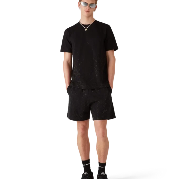 Pantaloni scurți de trening cu monogramă din cristale