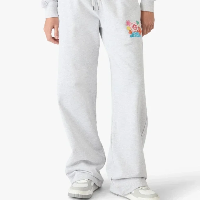 Pantaloni scurți de trening gri cu broderie