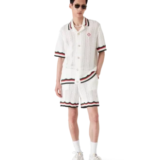 Pantaloni scurți din bumbac croșetat cu model Chevron