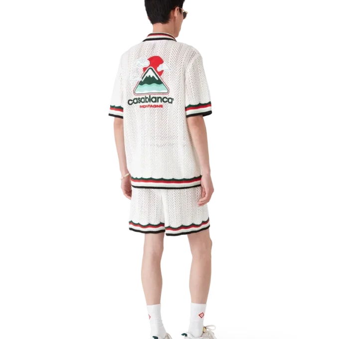 Pantaloni scurți din bumbac croșetat cu model Chevron