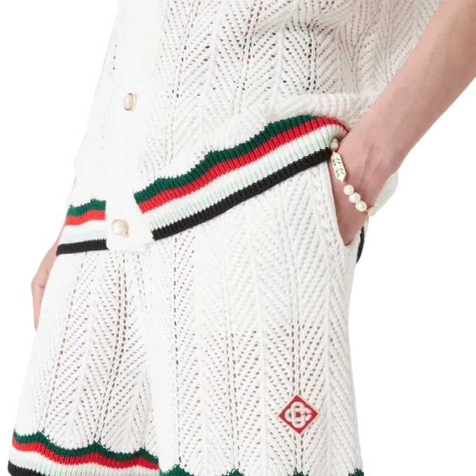 Pantaloni scurți din bumbac croșetat cu model Chevron