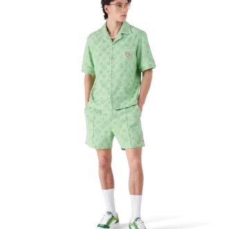 Pantaloni scurți din material frotir cu monogramă