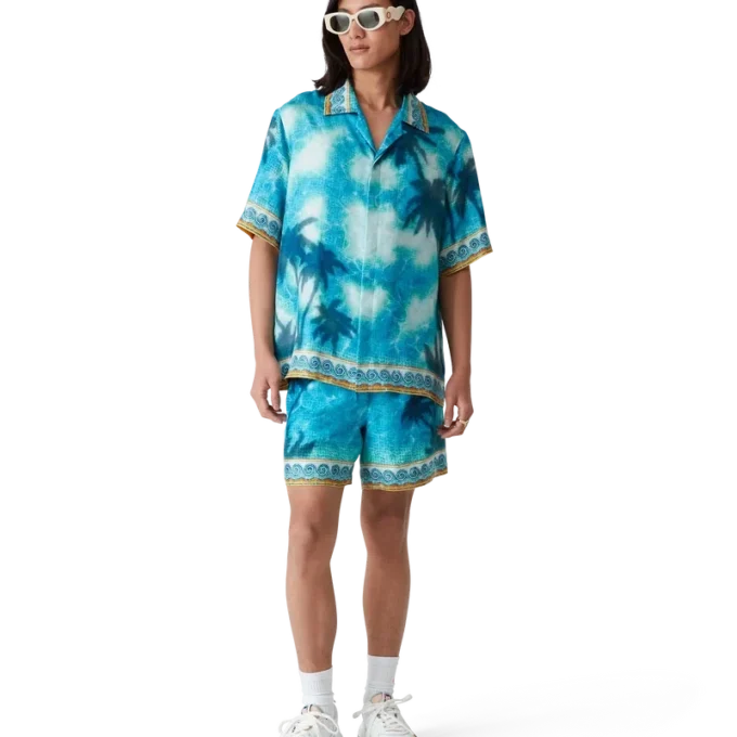 Pantaloni scurți din mătase cu emblemă Poolside