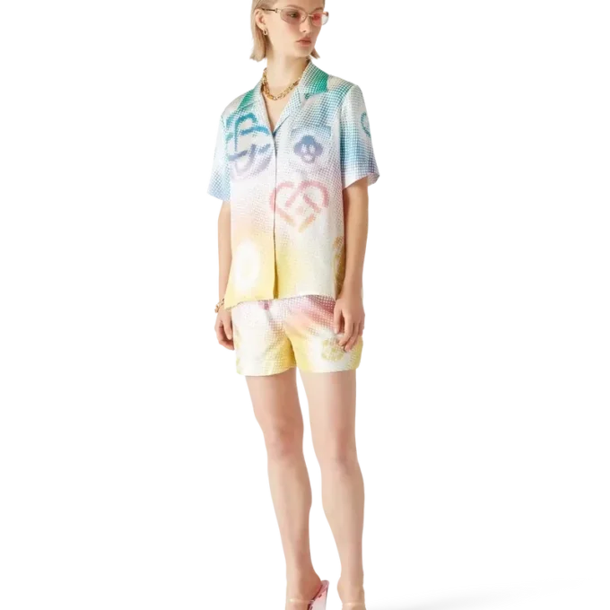 Pantaloni scurți din mătase cu logo Halftone Pantaloni scurți din mătase cu logo Halftone