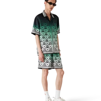 Pantaloni scurți din mătase cu monogramă în degrade